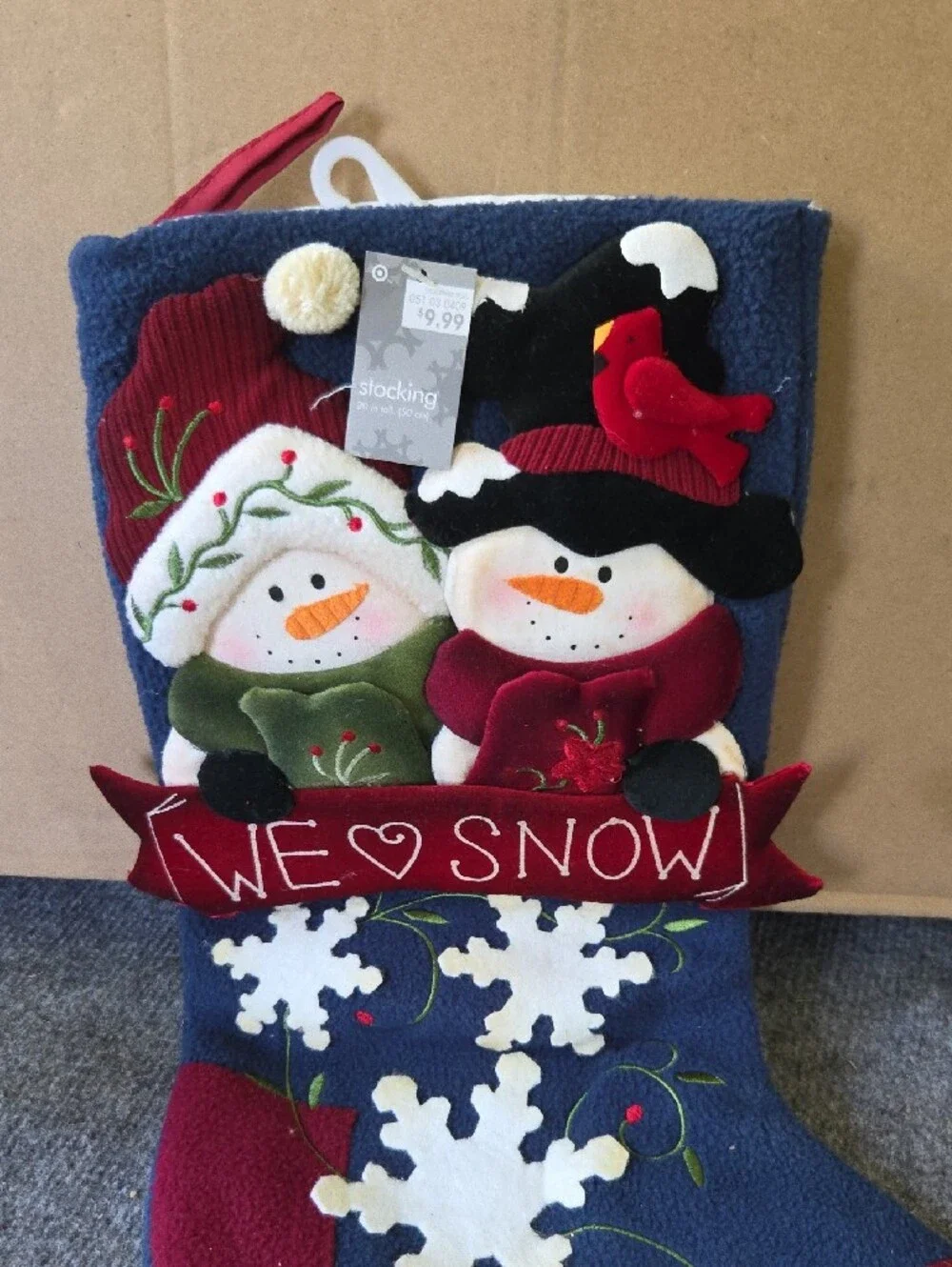 Target Navy and Red Snowman Couple Christmas Stocking